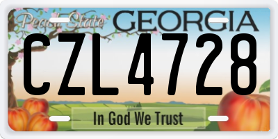GA license plate CZL4728
