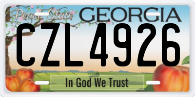 GA license plate CZL4926