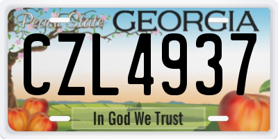 GA license plate CZL4937