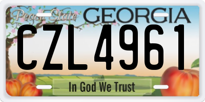 GA license plate CZL4961
