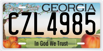 GA license plate CZL4985