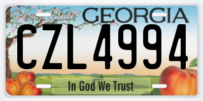 GA license plate CZL4994
