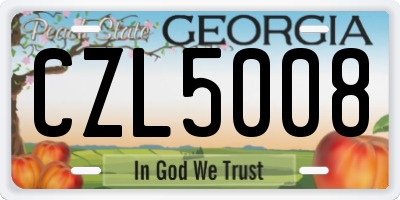 GA license plate CZL5008