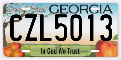 GA license plate CZL5013