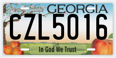 GA license plate CZL5016
