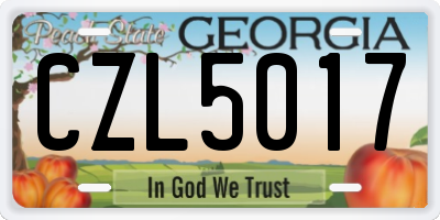GA license plate CZL5017