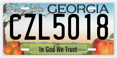GA license plate CZL5018