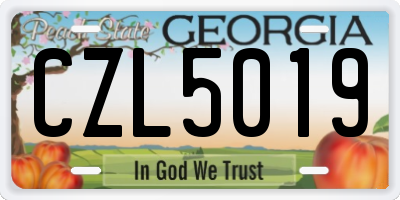 GA license plate CZL5019