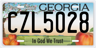 GA license plate CZL5028