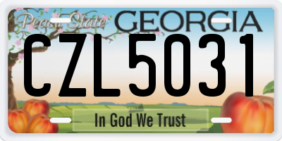 GA license plate CZL5031