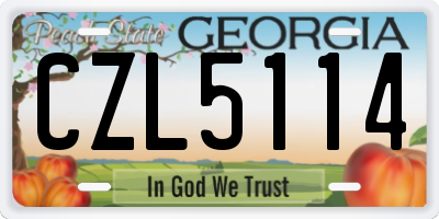GA license plate CZL5114