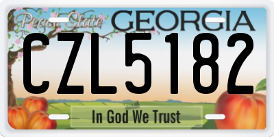 GA license plate CZL5182