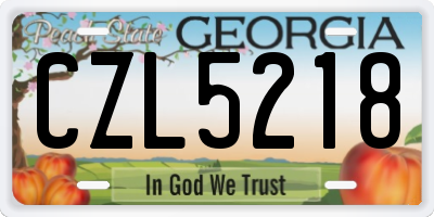GA license plate CZL5218