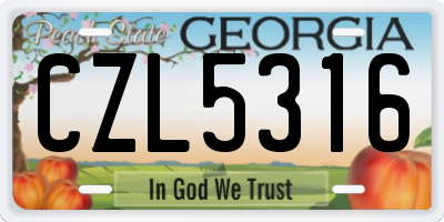 GA license plate CZL5316