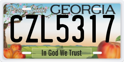 GA license plate CZL5317