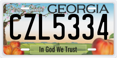 GA license plate CZL5334