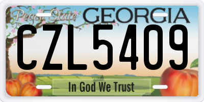 GA license plate CZL5409