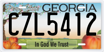 GA license plate CZL5412