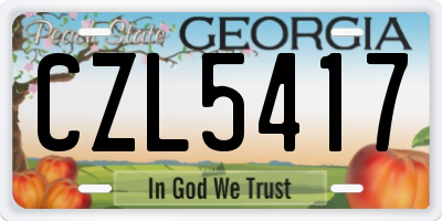 GA license plate CZL5417