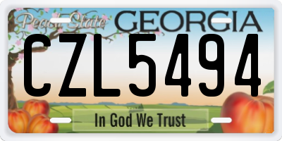 GA license plate CZL5494