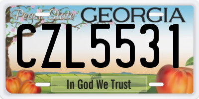 GA license plate CZL5531