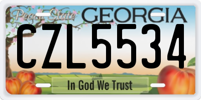 GA license plate CZL5534