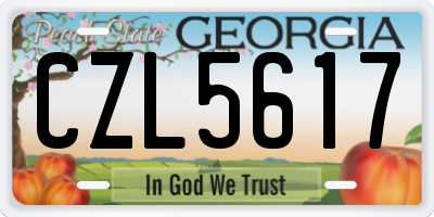 GA license plate CZL5617