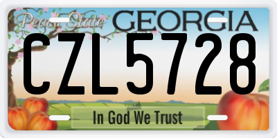 GA license plate CZL5728