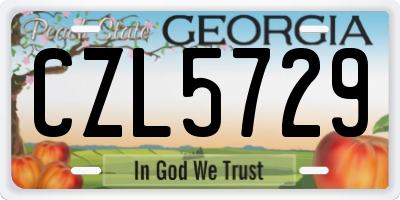 GA license plate CZL5729