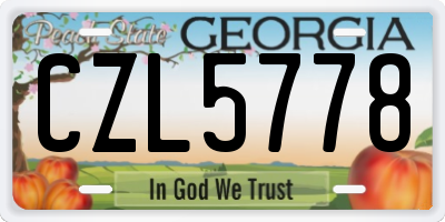 GA license plate CZL5778