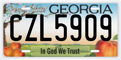 GA license plate CZL5909