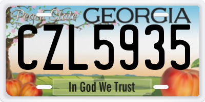 GA license plate CZL5935