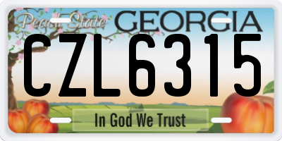 GA license plate CZL6315