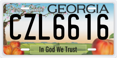GA license plate CZL6616
