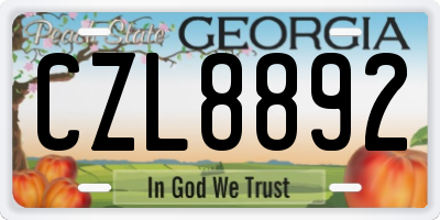 GA license plate CZL8892