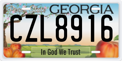GA license plate CZL8916