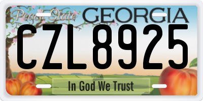 GA license plate CZL8925