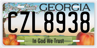 GA license plate CZL8938