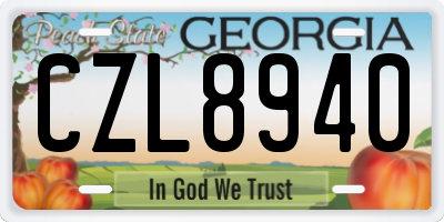 GA license plate CZL8940