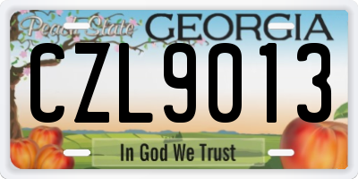 GA license plate CZL9013