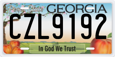 GA license plate CZL9192