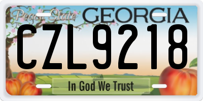 GA license plate CZL9218