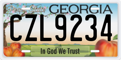 GA license plate CZL9234