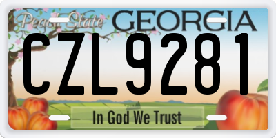 GA license plate CZL9281