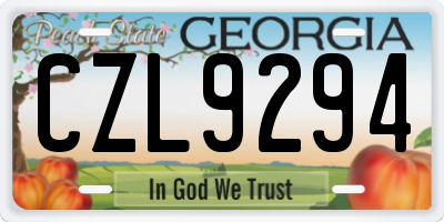 GA license plate CZL9294
