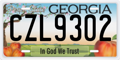 GA license plate CZL9302