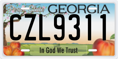 GA license plate CZL9311