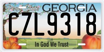 GA license plate CZL9318