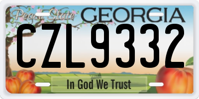 GA license plate CZL9332