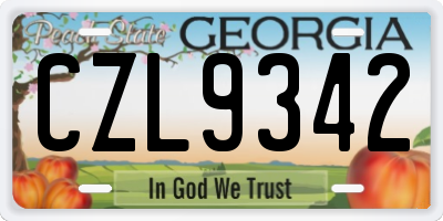 GA license plate CZL9342